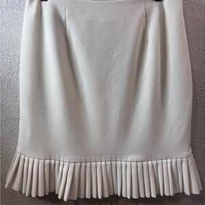 Larry Levine Cream Pencil Skirt with Pleated Hem